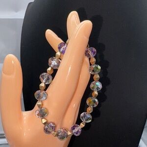 Elegant Gold and Purple AB Crystal Bracelet